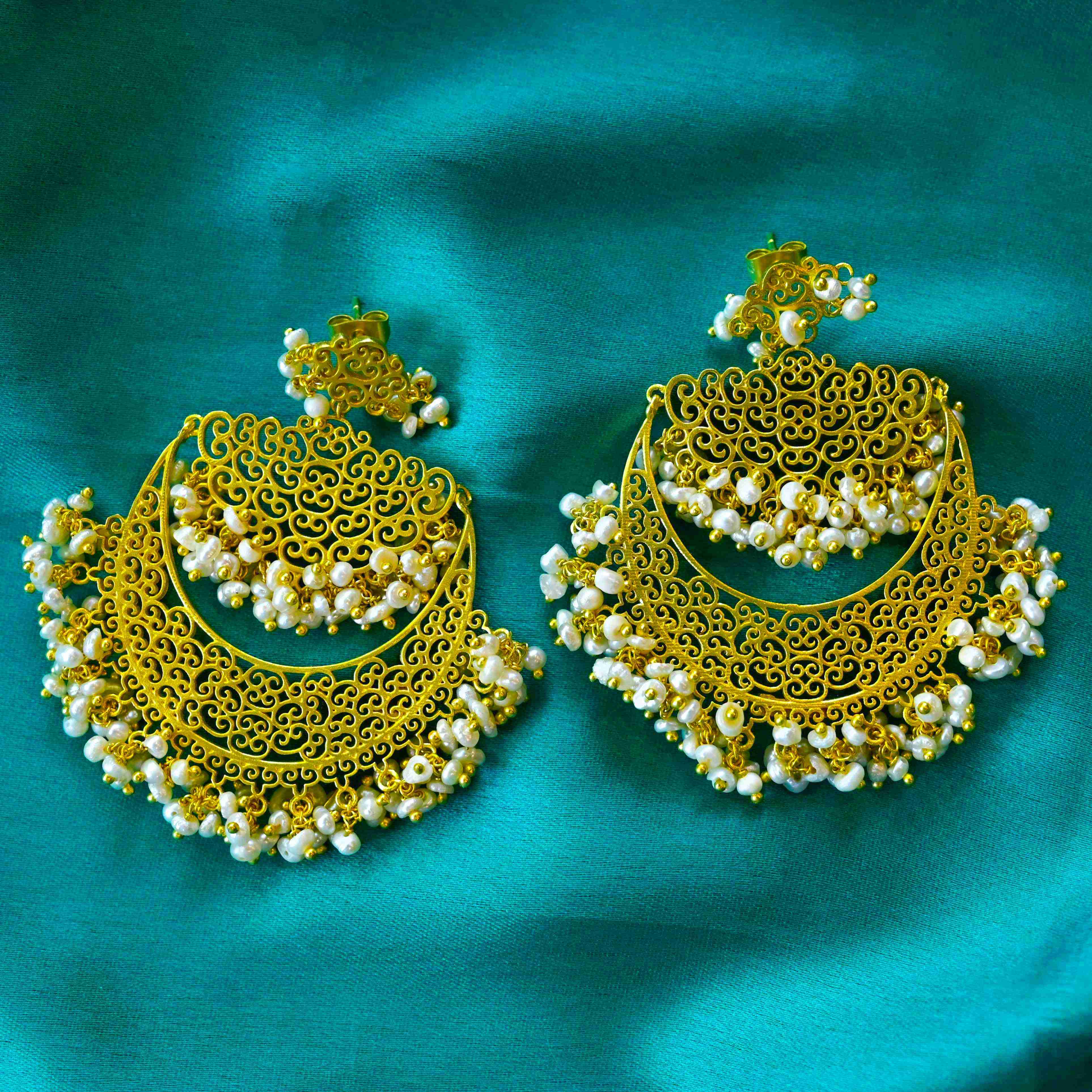 Kundan Earrings - Jodhpuri Work – Angaja Silver